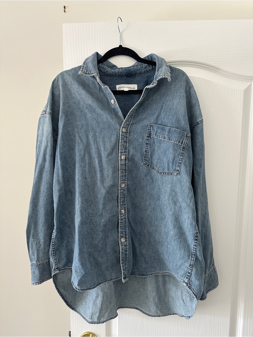 Denim Forum Light Blue Denim Button-Down Shirt
